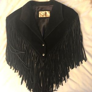 Vintage leather fringed vest